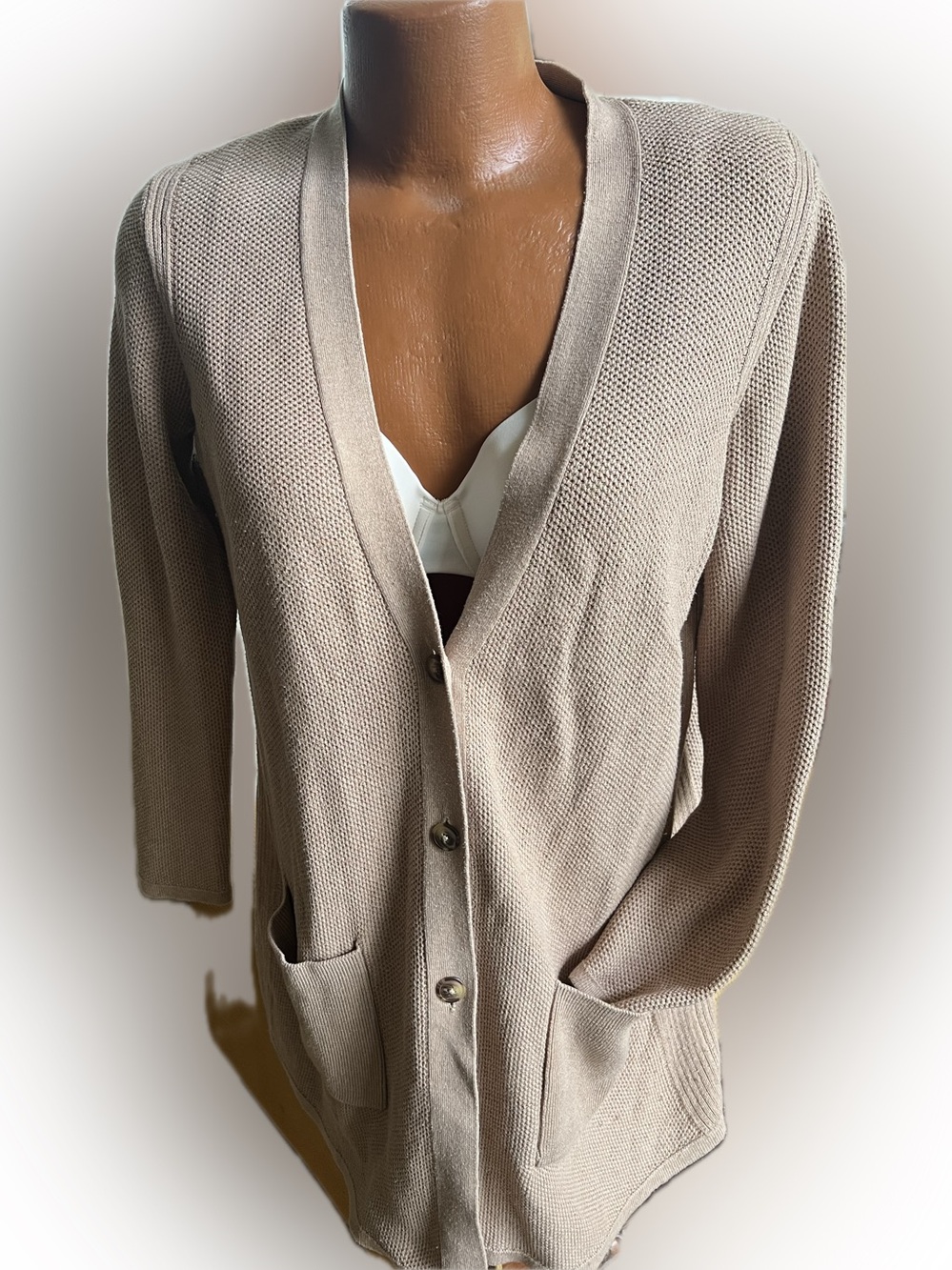 J. Jill grandma boyfriend cardigan sweater button front v-neck L